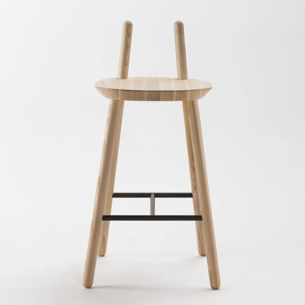 Chaise de bar en bois naturel 65 cm Naïve - Emko