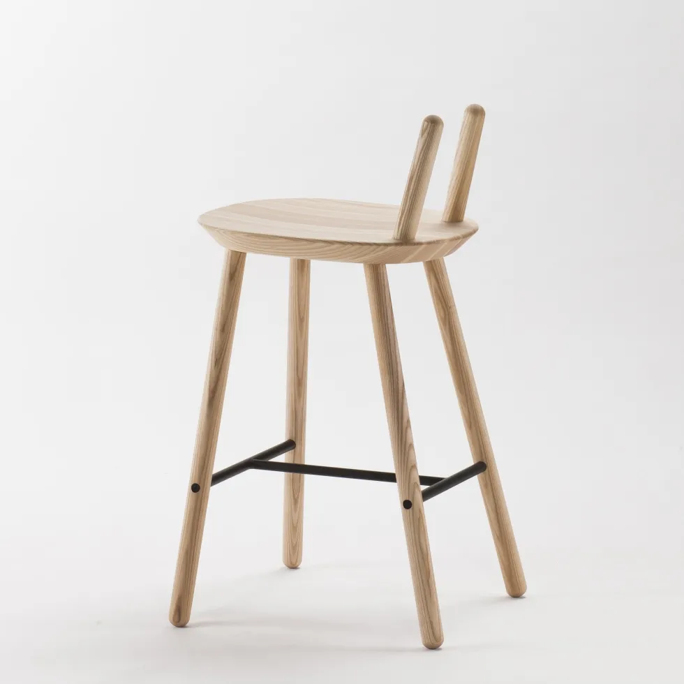 Chaise de bar en bois naturel 65 cm Naïve - Emko