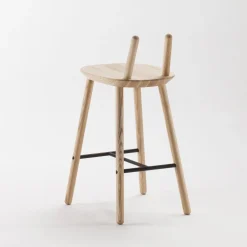 Chaise de bar en bois naturel 65 cm Naïve - Emko