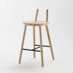 Chaise de bar en bois naturel 65 cm Naïve - Emko