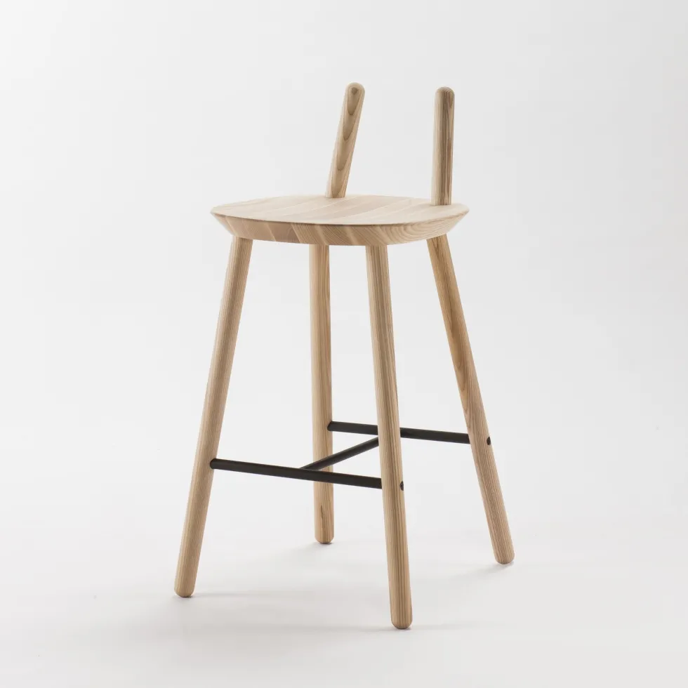 Chaise de bar en bois naturel 65 cm Naïve - Emko