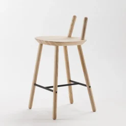 Chaise de bar en bois naturel 65 cm Naïve - Emko