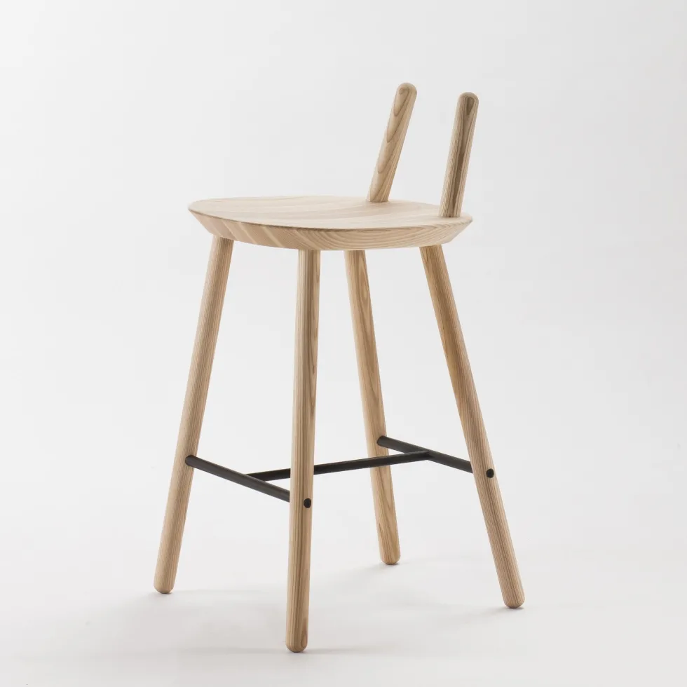 Chaise de bar en bois naturel 65 cm Naïve - Emko
