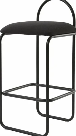 Chaise de bar en bouclé gris anthracite 37 x 39 x 92 cm Angui - AYTM
