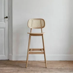Chaise de bar en cannage et chêne naturel 110 cm Titus - Vincent Sheppard