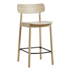 Chaise de bar en chêne blanchi et métal noir 65cm Soma - Woud