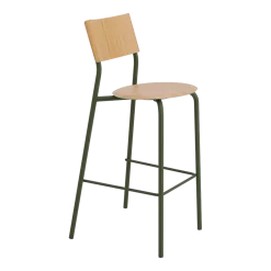 Chaise de bar en chêne et acier vert kaki 75 cm SSD - TIPTOE