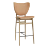 Chaise de bar en chêne naturel avec rembourrage en cuir camel 65 cm Elephant - NORR11
