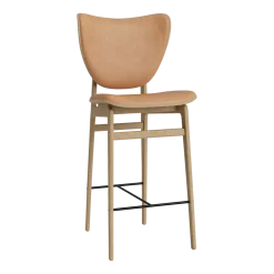 Chaise de bar en chêne naturel avec rembourrage en cuir camel 65 cm Elephant - NORR11
