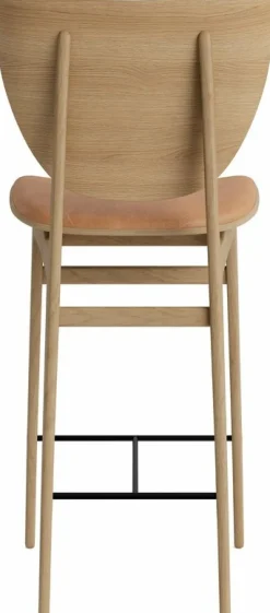 Chaise de bar en chêne naturel avec rembourrage en cuir camel 65 cm Elephant - NORR11