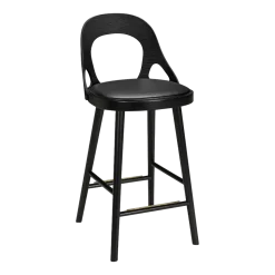 Chaise de bar en chêne noir et coussin en cuir reconstitué noir 63 cm Colibri - Hans k