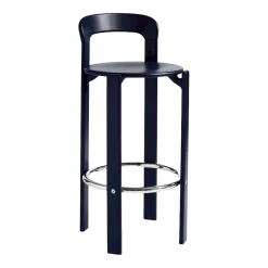 Chaise de bar en hêtre laqué bleu foncé 75cm Rey - Hay