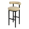 Chaise de bar en hêtre noir et beige Sosis Avignon Artic Silver - Versmissen