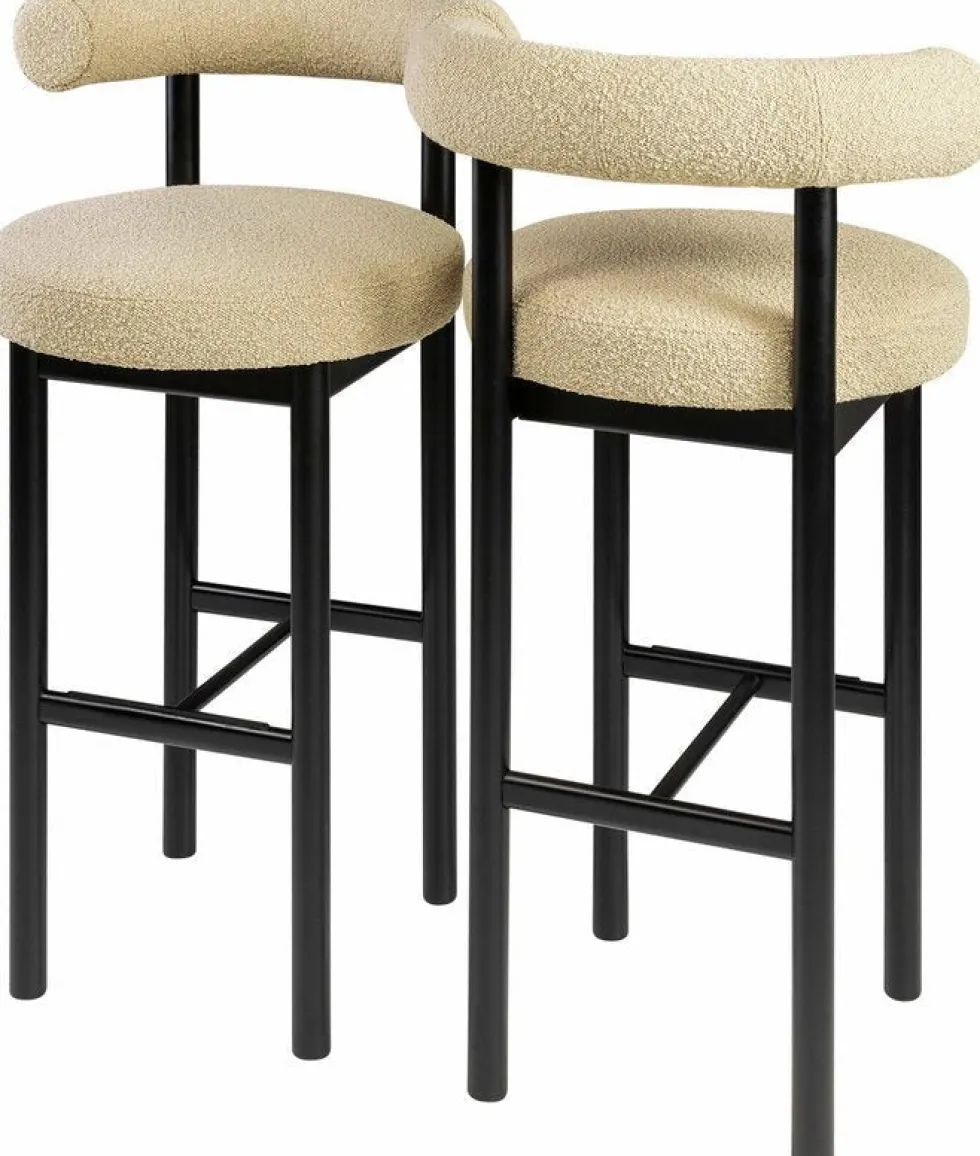 Chaise de bar en hêtre noir et beige Sosis Avignon Artic Silver - Versmissen