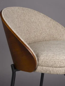 Chaise de bar en placage en frêne marron 50x53x87cm Rodin - Dutchbone