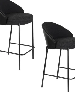 Chaise de bar en placage en frêne noir 50x53x87cm Rodin - Dutchbone