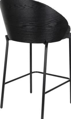 Chaise de bar en placage en frêne noir 50x53x87cm Rodin - Dutchbone