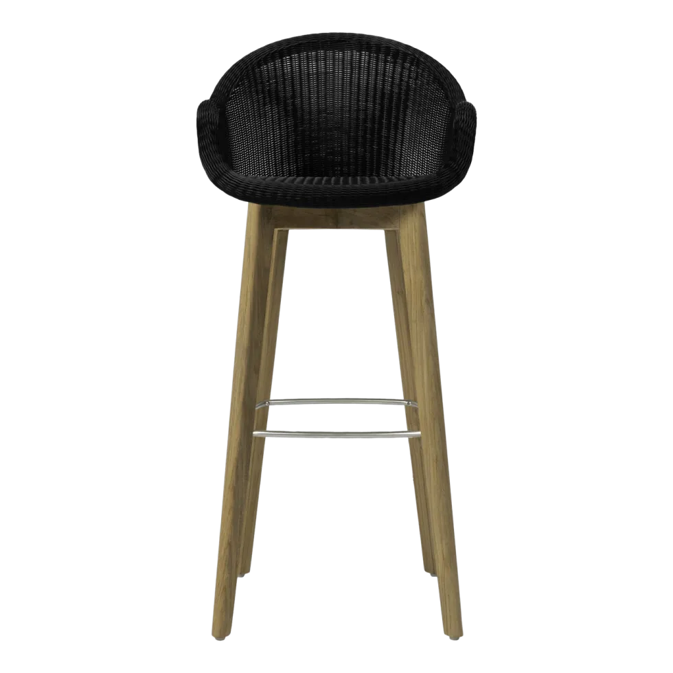 Chaise de bar en teck et osier noir 55 x 107 cm Edgard - Vincent Sheppard