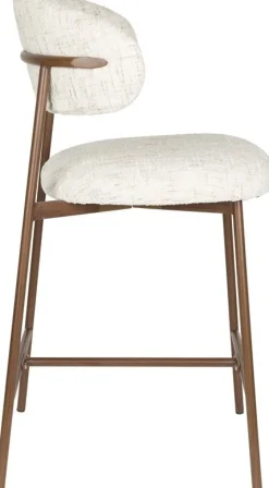 Chaise de bar en tissu blanc 65cm Finn - The Cool Republic