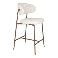 Chaise de bar en tissu blanc 65cm Finn - The Cool Republic
