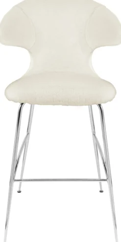 Chaise de bar en tissu blanc et acier chrome 75 cm Time Flies - UMAGE