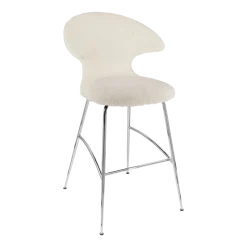 Chaise de bar en tissu blanc et acier chrome 75 cm Time Flies - UMAGE