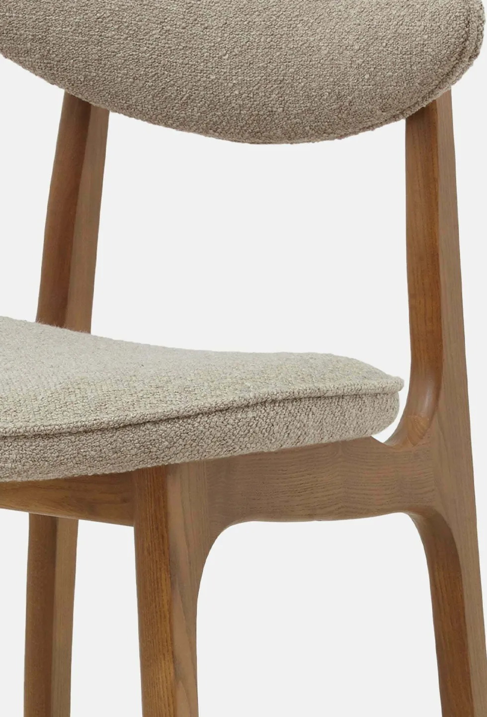 Chaise de bar en tissu bouclé beige et frêne naturel 90cm Série 200-190 - 366 Concept