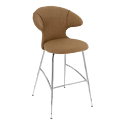 Chaise de bar en tissu marron et acier chrome 75 cm Time Flies - UMAGE