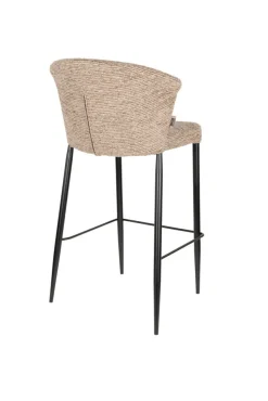 Chaise de bar en tissu marron et métal noir 73cm Georgia - Dutchbone