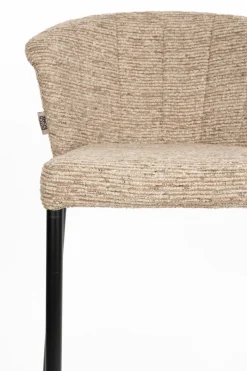 Chaise de bar en tissu marron et métal noir 73cm Georgia - Dutchbone