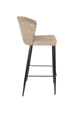 Chaise de bar en tissu marron et métal noir 73cm Georgia - Dutchbone