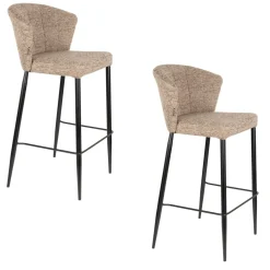 Chaise de bar en tissu marron et métal noir 73cm Georgia - Dutchbone