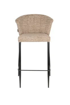 Chaise de bar en tissu marron et métal noir 73cm Georgia - Dutchbone