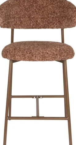 Chaise de bar en tissu marron rouge 65cm Finn - The Cool Republic