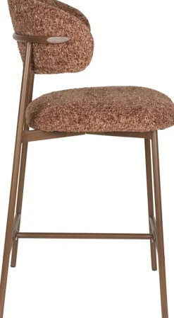 Chaise de bar en tissu marron rouge 65cm Finn - The Cool Republic