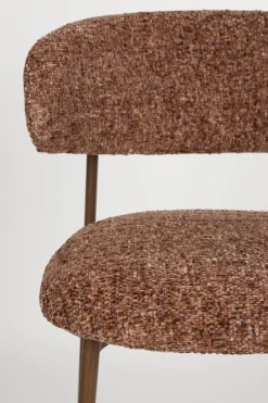 Chaise de bar en tissu marron rouge 65cm Finn - The Cool Republic