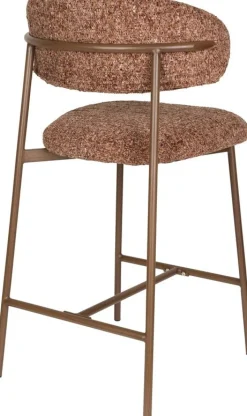 Chaise de bar en tissu marron rouge 65cm Finn - The Cool Republic