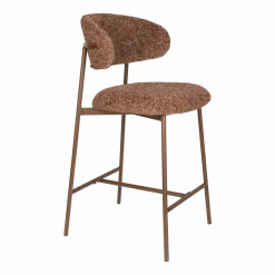 Chaise de bar en tissu marron rouge 65cm Finn - The Cool Republic
