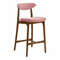 Chaise de bar en tissu velours velvet rose poudré 65cm Ash 03 200-190 - 366 Concept