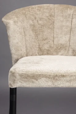 Chaise de bar en velours beige et acier noir Georgia - Dutchbone