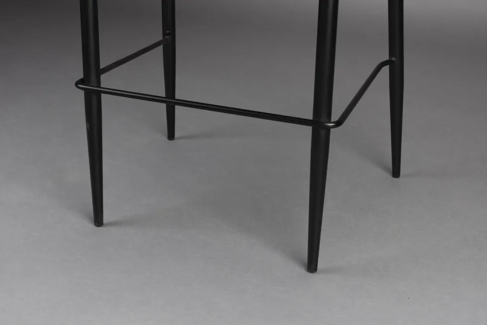 Chaise de bar en velours beige et acier noir Georgia - Dutchbone