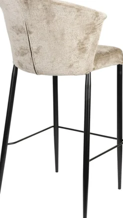 Chaise de bar en velours beige et acier noir Georgia - Dutchbone