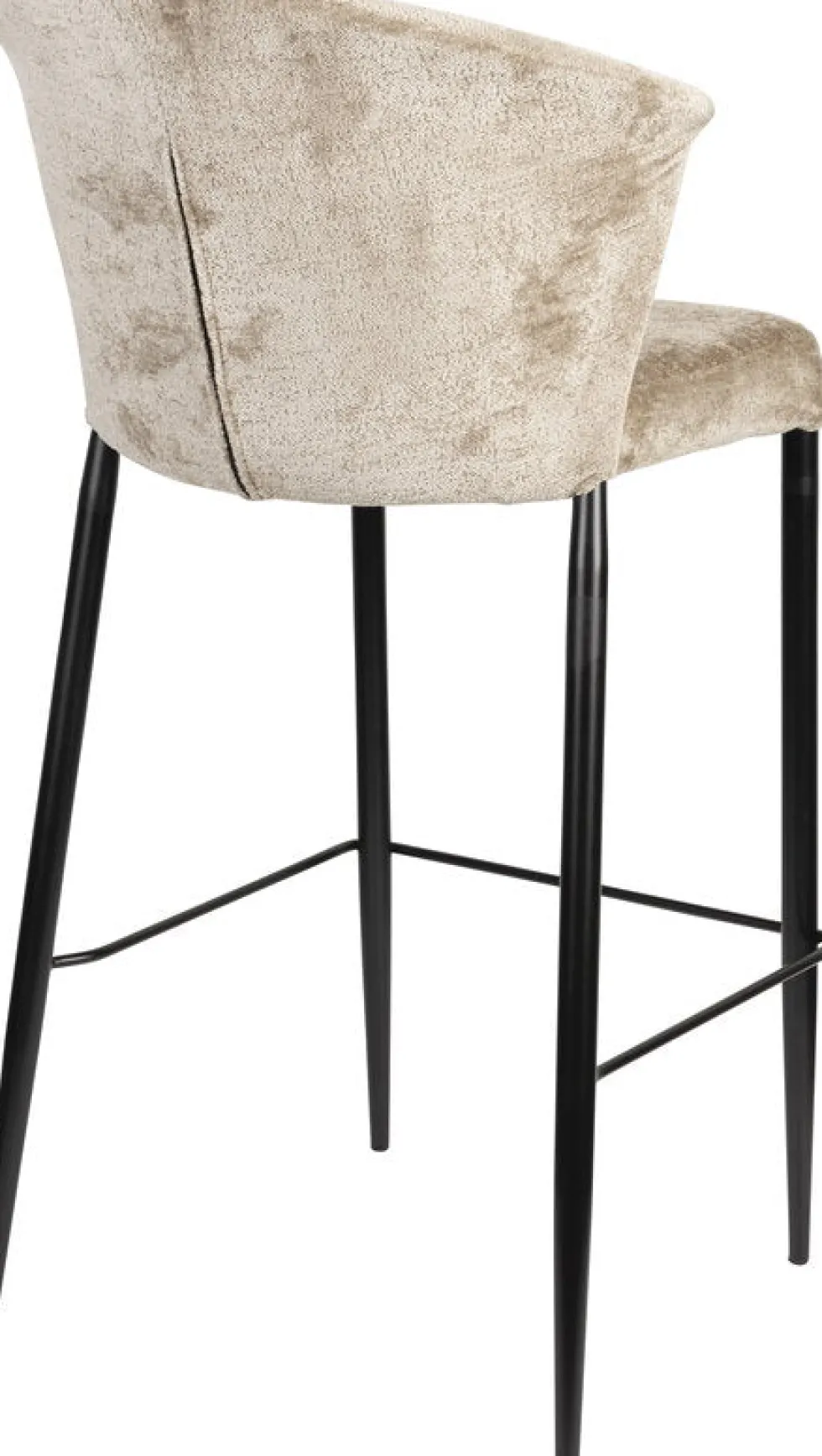 Chaise de bar en velours beige et acier noir Georgia - Dutchbone