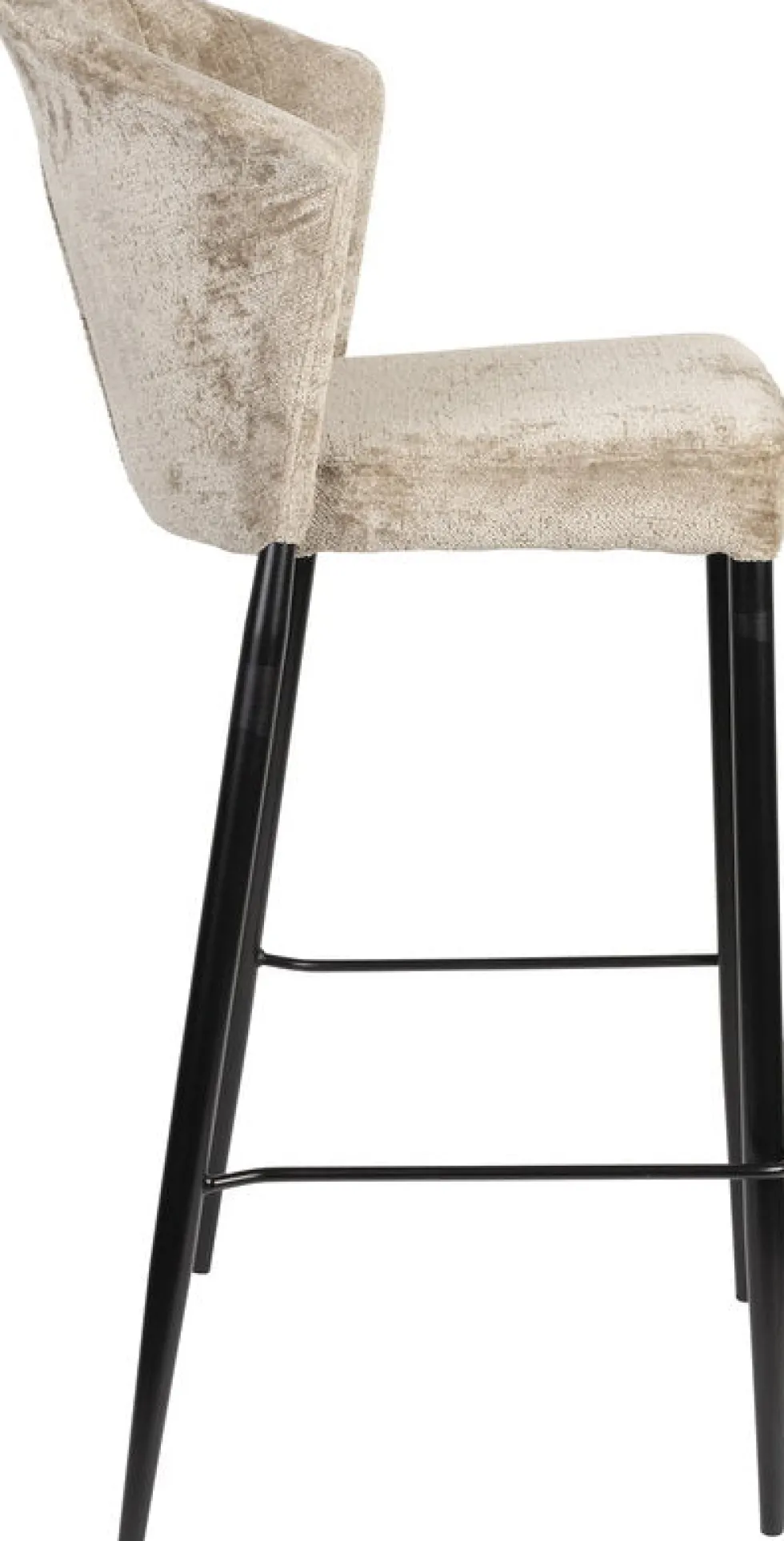 Chaise de bar en velours beige et acier noir Georgia - Dutchbone
