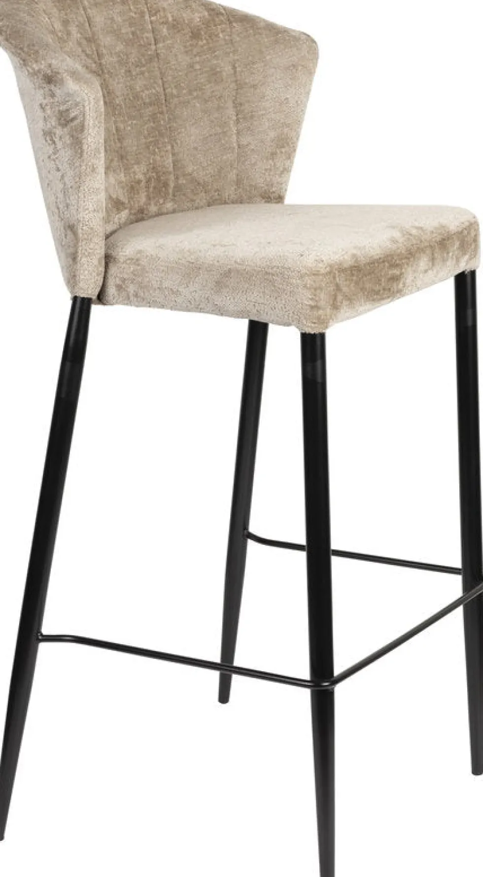 Chaise de bar en velours beige et acier noir Georgia - Dutchbone