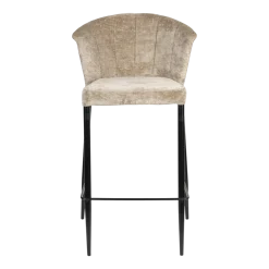 Chaise de bar en velours beige et acier noir Georgia - Dutchbone