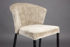 Chaise de bar en velours beige et acier noir Georgia - Dutchbone