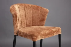 Chaise de bar en velours terracotta et acier noir Georgia - Dutchbone