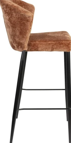 Chaise de bar en velours terracotta et acier noir Georgia - Dutchbone