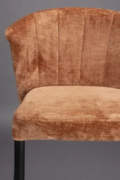 Chaise de bar en velours terracotta et acier noir Georgia - Dutchbone
